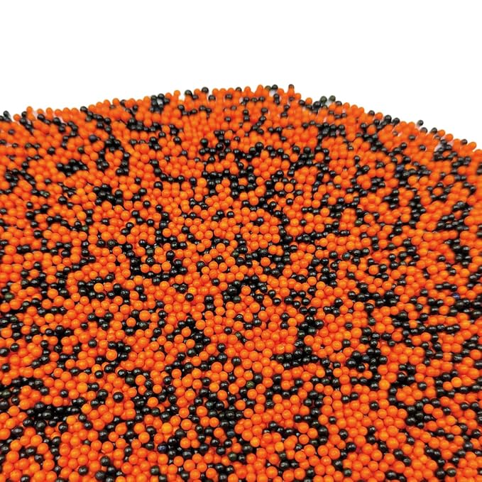 EPHVODI Black Orange Halloween Sprinkles Nonpareils Sprinkles Edible Mini Pearl Sprinkle for Cake Decorations, Baking, Ice Cream, Cookies, Donuts and Lollipops - 2mm Sugar Pearls 3.88oz