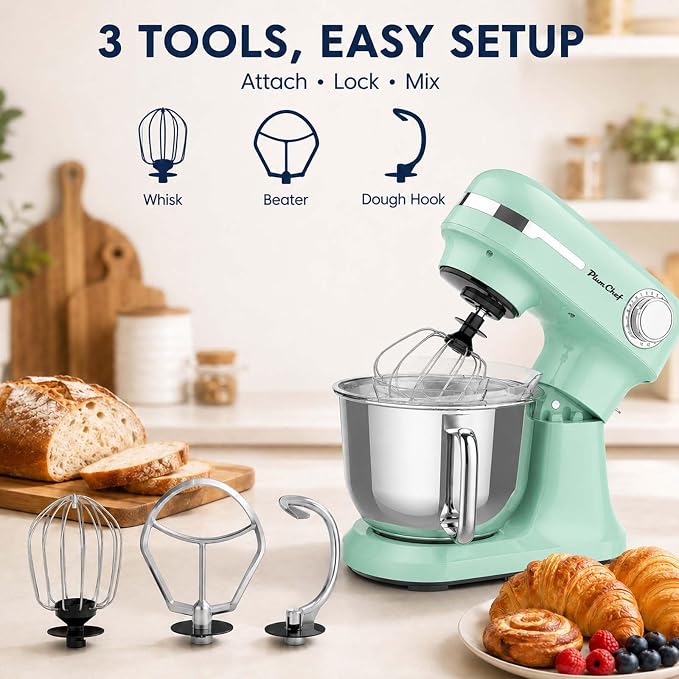 5.5/4.5QT Kitchen In The Box Stand Mixer For Baking, Electric Spiral Mixer With Dough Hook, Wire Whip & Beater,350W 12-Speed Tilt-Head Food Mixer, Grey (Green)