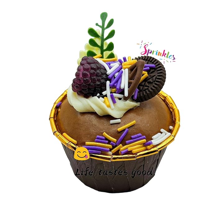 SE Si&Moos Gold Purple and White Jimmies Sprinkles Gold and Purple Halloween Sprinkles for Cake Decorating Edible Crunchy Jimmies for Topping Ice Cream, Cookies, Cakes, Cupcakes, Dessert Decorating 3 OZ