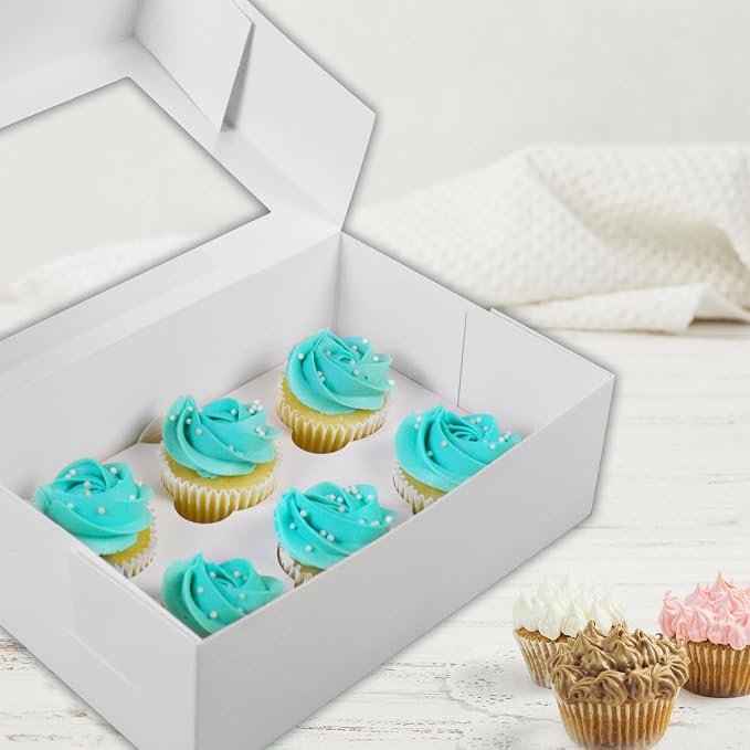 Ala Merchandise – 6 Count Mini Cupcake Boxes, 12 Pack with Windows and Inserts, Designed to Hold 6 Mini Cupcakes, Muffins, or Pastries
