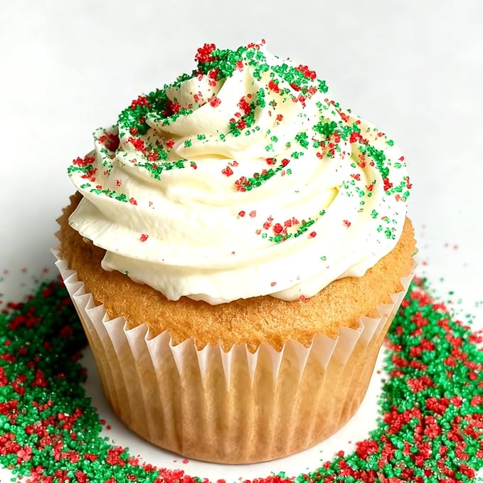 Edible Red and Green Sanding Sugar Sprinkles 142g/ 5.01oz Christmas Themed Sanding Sugar for Baking and Decorating Topping Cake Cookie Cupcake Topper Ice Cream Supplies