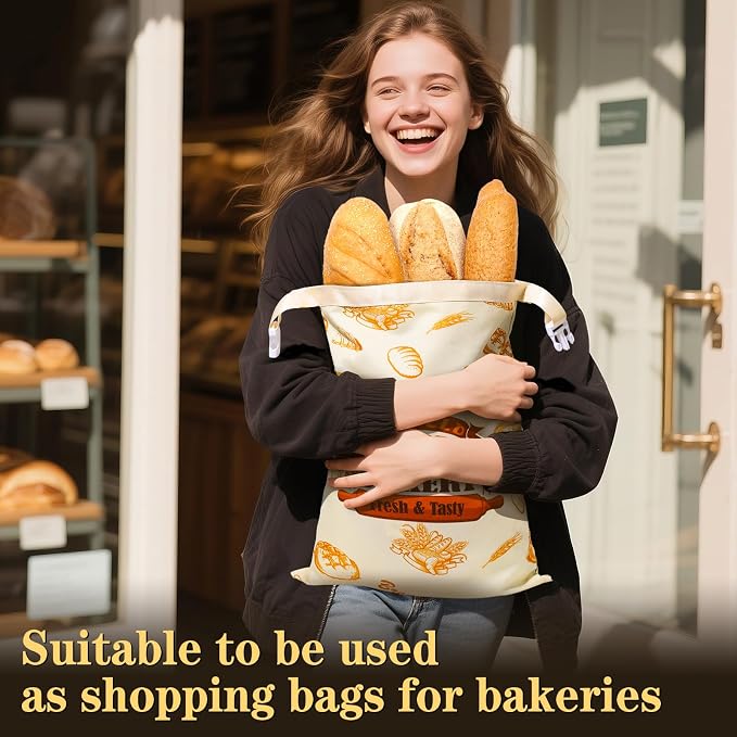 2 Packs Reusable Bread Bags for Homemade Bread, NFETLLD Homemade Sourdough Bags Storage Container Keep Loaf Fresh with Zipper & Clip Freezer Safe Extra Large 17x12 Inch