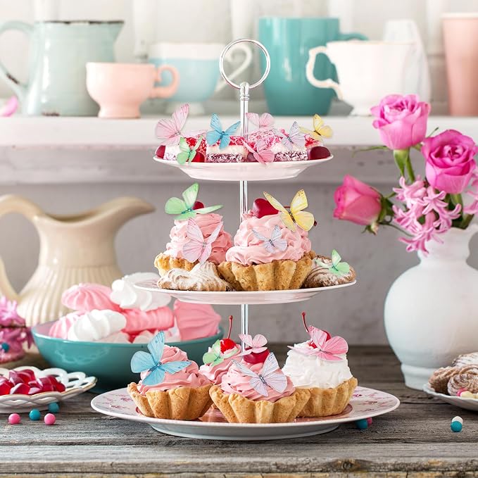 Tyqour 72Pcs Edible Butterfly Cake Decorations Colorful Vivid Butterfly Cake Topper Wafer Paper Butterflies Cupcake Toppers for Wedding Anniversary Baby Shower Birthday Party Decorating(Mix Color)