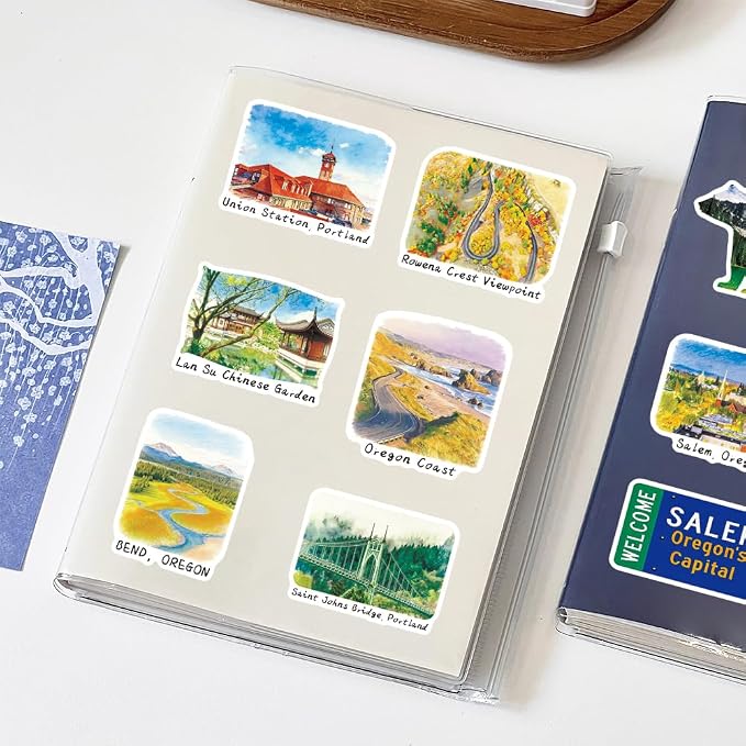 Oregon Travel Stickers |58Pcs Oregon OR Waterproof Vinyl Decals | Removable Resuable Sun-proof Peel and Stick for Water Bottles Laptop Luggage Cup Computer Mobile Phone Skateboard Decoration
