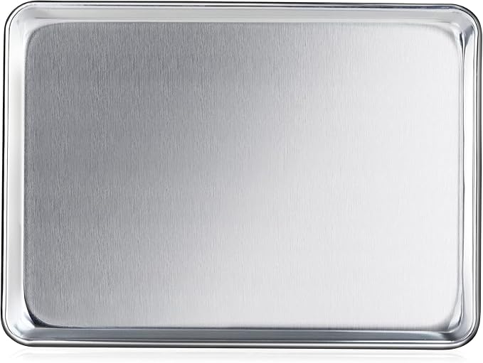 New Star Foodservice Commercial-Grade 18-Gauge Aluminum Sheet Pan/Bun Pan, Half Size, 13 x 18 x 1 Inch