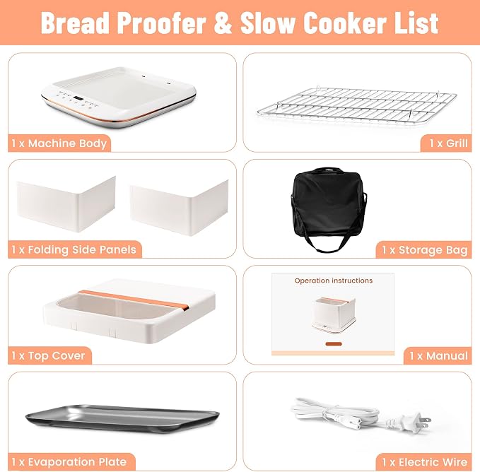 Folding Bread Proofer Box – 0-120°F Digital Temp & 9H Timer, Space-Saving Dough Proofing Box with Clear Window & Shelf for Sourdough/Pizza/Home Baking