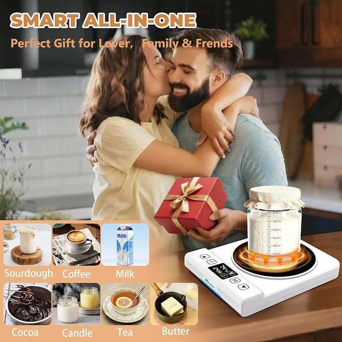 2 in 1 Sourdough Starter Warmer and Coffee Mug Warmer, Upgraded Sour Dough Starter Heating Mat with Precise 1℉ Thermostat (70-100℉) and Cup Warmer (110-180℉) Dual Mode Heater for Bread Baking & Coffee