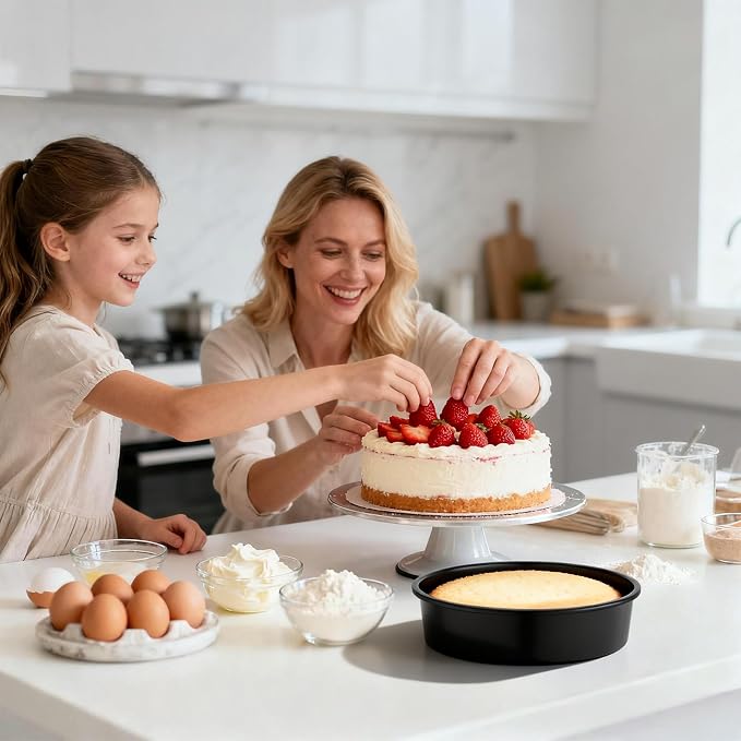 Beasea 10 Inch Cake Pan Set of 3, Large Carbon Steel Round Cake Pans for Baking, Heavy Duty Large Cheesecake Mold Tin Bakeware for Birthday Party Wedding