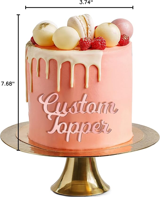 Personalized Cake Topper for Birthday Wedding with Any Text Numbers Mirror Acrylic Cake Toppers Cake Decoration for Birthday Anniversary Baby Shower Graduation (Rose Gold)