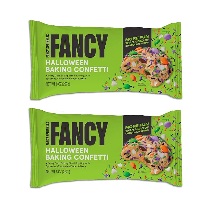 Fancy Sprinkles Monster Mash Baking Confetti | Candy-Coated Morsels & Ghost Shaped Confetti Pieces | Halloween Cookie Mix-In & Chocolate Chip Alternative | Trick or Treat Baking | 8 oz (2 Pack)