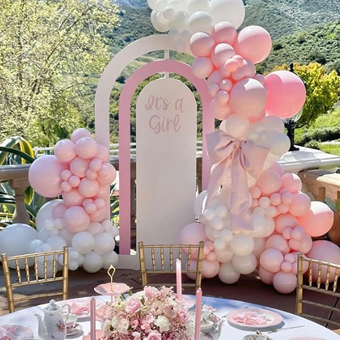 120pcs Light Pink Balloon Arch Kit, 18 12 10 5 inch Pastel Pink Latex Balloons Different Sizes Baby Pink Balloon Garland for Bridal Baby Shower Gender Reveal Birthday Party Decorations