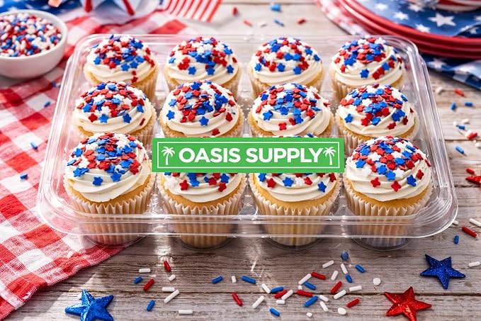 Oasis Supply Patriotic Sprinkle Mix – Red White & Blue Edible 4th of July Cake & Cupcake Decorations with Stars, Jimmies & Sugar Pearls – Independence Day & Memorial Day Party Dessert Toppings (Red, White & Blue Stars)