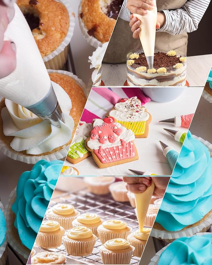 500 Pcs Piping Bags Disposable, 12 Inch Icing Bags, Tipless Piping Bags, Thickened Pastry Bags, Non-Slip & Anti-Burst, Frosting Piping Bags for Cakes Cookies Decoration