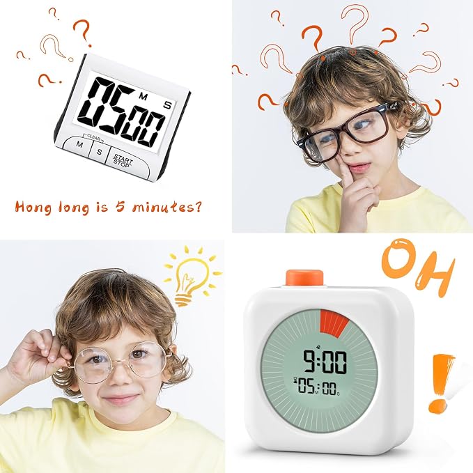 EooCoo Back to School Supplies Visual Timer 60-Minute Countdown (3-in-1) for Kids, Time Management Tool, Classroom Essential, Ideal Back-to-School Teacher Gift, Homeschool, Kitchen, ADHD Users