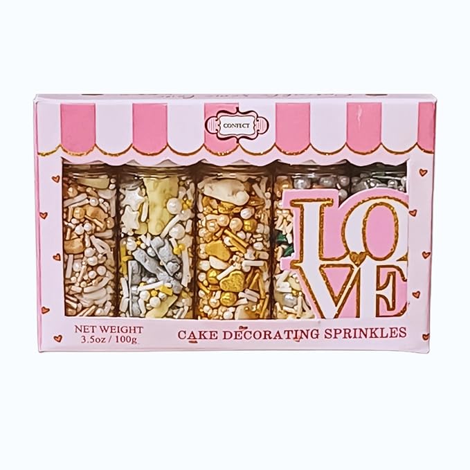 Confect Neutral Baby Shower Sprinkles | Gender Reveal Sprinkles | Pack of 5 Mix Teddy Bears, Baby Feed Bottles & Baby Feet Sprinkle | Vegan, Gluten-Free, Nut-Free, Soy-Free, Dairy-Free, Palm Oil-Free - 5 Oz