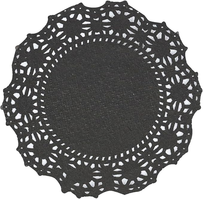 Restaurantware Paper Doilies 4000 Count 4 Inch Black Lace Disposable Placemats for Catering Round Decorative Table Setting Doilies for Desserts