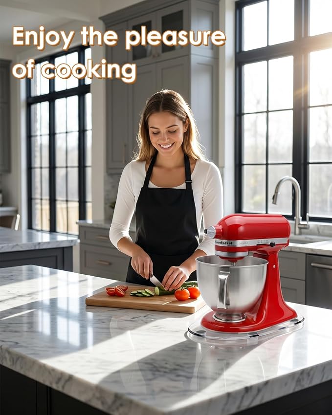 360°Rotating Mixer Slider Mat, Compatible with KitchenAid 5-8 Qt Bowl Lift Stand Mixer, Clear Acrylic Thickened Sliding Tray, Countertop Storage & Moving Accessories