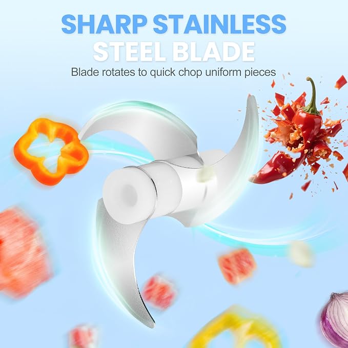 Electric Garlic Chopper 255ML, Mini USB Rechargeable Veggie Chopper, Cordless Garlic Mincer Onion Chopper Food Chopper for Ginger Chili Meat Sauce, Wireless Food Processor, White