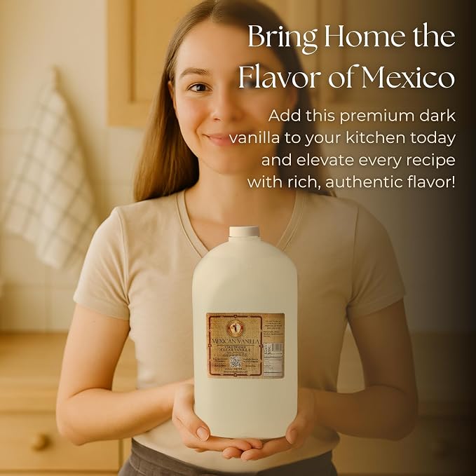 Pure Clear Mexican Vanilla Extract (135.25fl oz) – Gluten-Free, Coumarin-Free Vanilla for Baking, Cakes, Cookies, Coffee & Desserts – Cold Pressed, Natural Vanilla