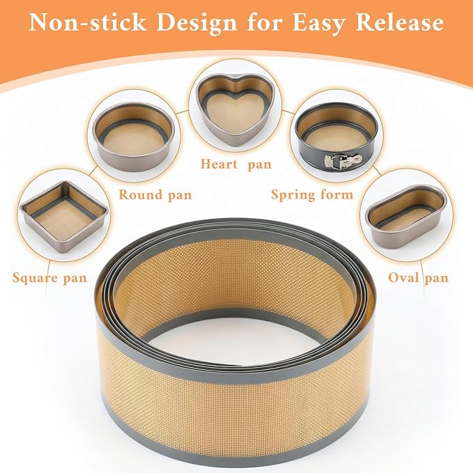 4 Set Silicone Baking Mat for Springform Pan 4/7/9/10 Inch, Prevent Cake From Sticking to Bottom and Side, Easy Clean Nonstick Silicone Liners Baking Mat for Baking Cheesecake Pan