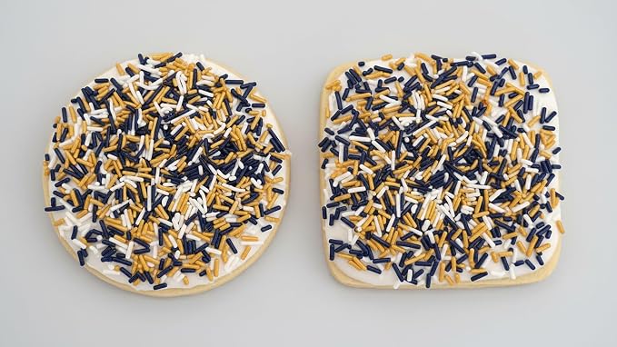 NCS Navy Blue, Gold & White Jimmies Edible Sprinkles – Cupcake, Cake & Cookie Decorations, 7 oz