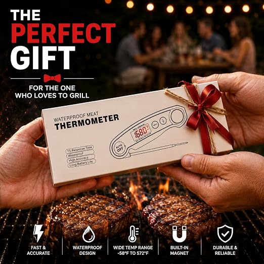 Instant Read Food Thermometer Rechargeable Meat Thermometer Digital Kitchen Thermometer - Fast & Accurate Food Thermometer for Cooking, Grill Thermometer, Birthday Gift for Husband, Dad, Men