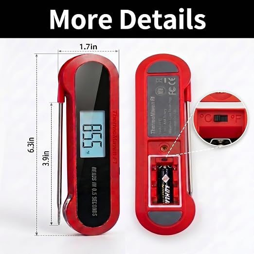Professional 3X Faster 0.5sec Instant Read Meat Thermometer Digital, High Accuracy ±0.5°F, IP67 Waterproof, Auto Wake/Sleep & Rotate Display, NSF & NIST Certified, Backlight Fry Oil Candy Thermometer