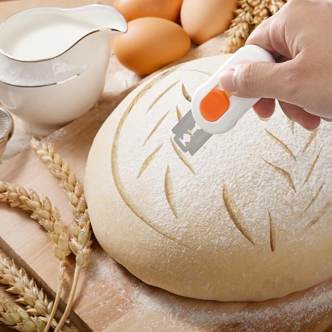 AIEVE Bread Lame Dough Scoring Tool, Extractable & Magnetic Sourdough Scoring Tool with 5 Replacement Razor Blades, Bread Scoring Knife for Homemade Bread Sourdough