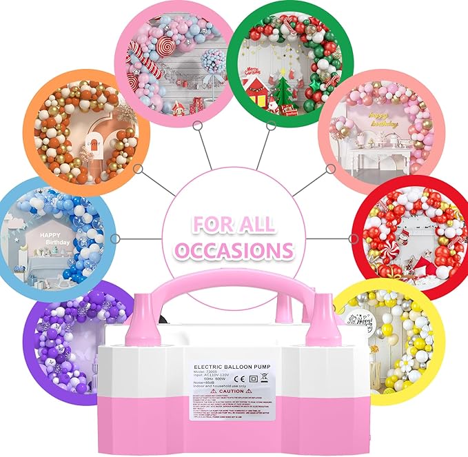 Balloon Pump Electric Party Decorations - Electric Balloon Pump for Balloon Arch Kit, Portable Dual Nozzle Balloon Inflator