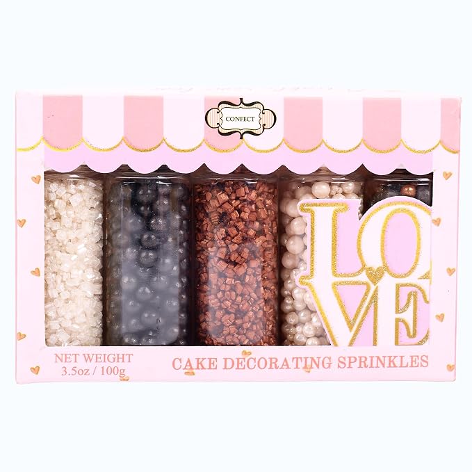 Sprinkles - Confect Sprinkles for Cakes & Cupcakes Decoration Assorted pack of 5 Starry Night Mix Black, White & Bronze Dragees Sparkling Sugar White & Bronze | Vegan, Gluten-Free, Nut-Free, Soy-Free, Dairy-Free, Palm Oil-Free- 5 Oz