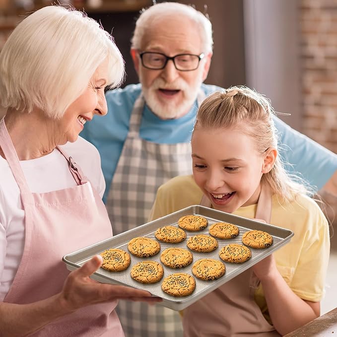 2 Pack Half Sheet Baking Pans,Commercial Quality Baking Sheet Pan Set,Carbon Steel Cooking Pans, Non Stick Baking Sheet for Oven,Large Thick Cookie Tray Pans for Baking(17.5" x 11.8" x 1")