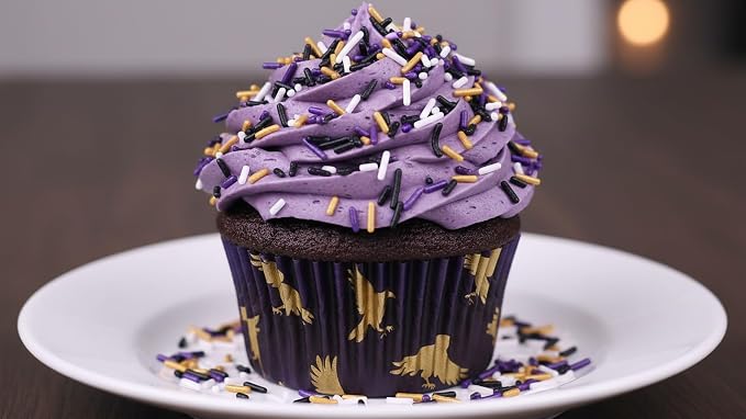NCS Baltimore Game Day Black, Purple, Gold & White Jimmies Edible Sprinkles – Cupcake, Cake & Cookie Decorations, 7 oz