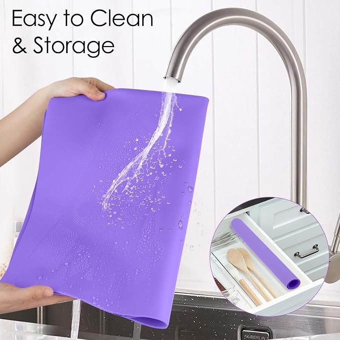 Extra Large Silicone Mats For Kitchen Counter, 27.6'' x 15.7'' Nonskid Silicone Placemats for Kids, Nonstick Purple Silicone Mat for Baking Crafts, Silicone Dab Mat Heat Resistant Mat, 1Pack