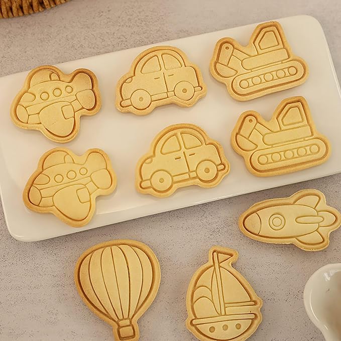 8 Pcs Vintage Construction Truck Cookie Cutter Engineering Vehicle Car Shaped Biscuits Mold for Kids Birthday Party (Truck C)