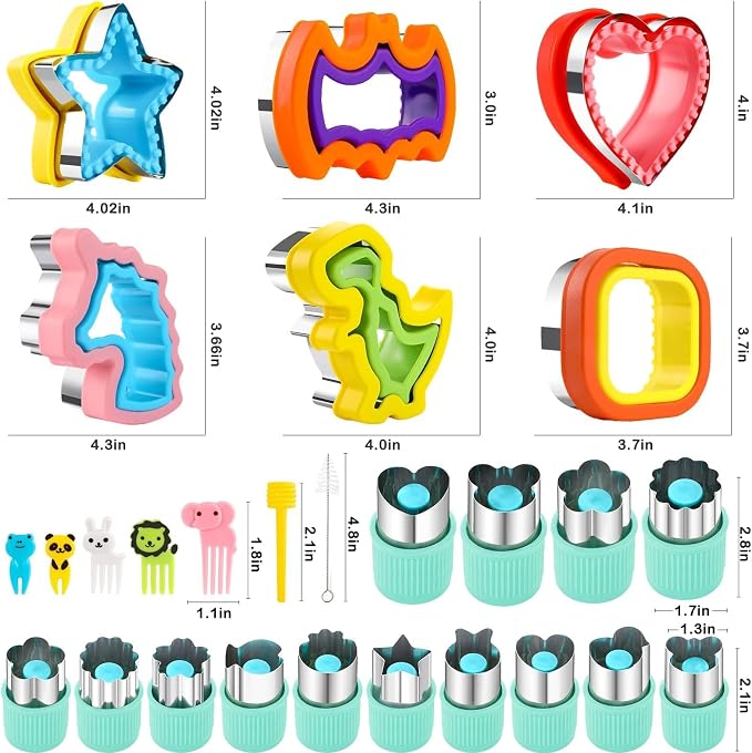 32PCS Sandwich Cutter and Sealer Set Sandwich Cutter for Kids, Vegetable Fruit Cutter Shapes with Food Picks for Kids School Lunch Bento Box Accessories Cookie Cutters | Sandwich Cutter and Sealer Cookie Cutter Fruit Cutters Shapes Sandwich Maker Bread...