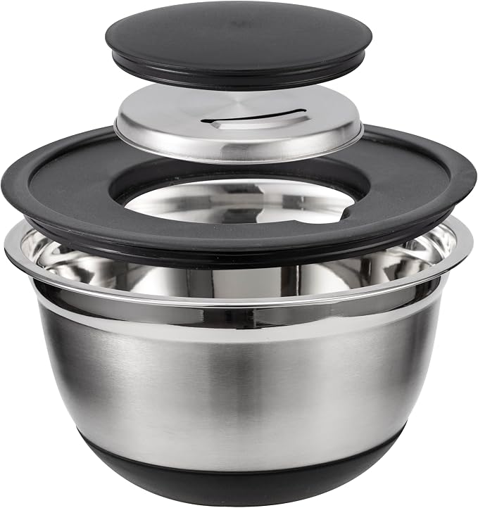 COOK WITH COLOR Stainless Steel Mixing Bowls Set with Lids - Nesting Bowls with Non-Slip Bottom, Silver, 14 Pieces