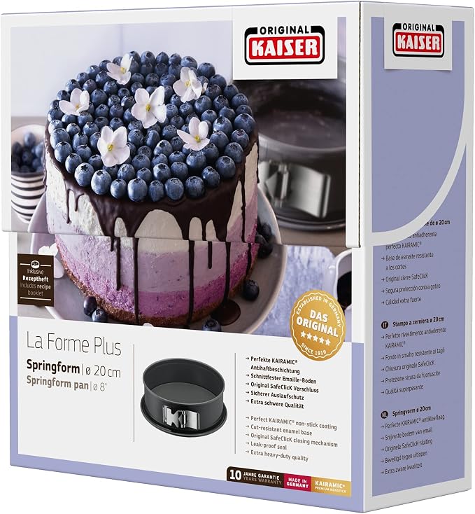 Kaiser La Forme Plus springform Cake tin, Diameter 20 cm, Non-Stick Coating Kai Ramic Cut-Resistant, Leak Proof.