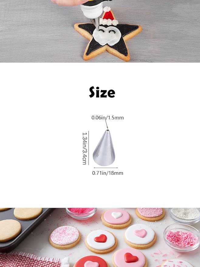 Round Cake Decorating Tip #2,Plain Icing Piping Tip #2 for Dots,Stringwork,Small Detail,3Pcs