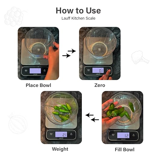 Lauff Digital Food Scale, Weighs Scale, Kitchen Scales, Food Scales messaures in Grams and Ounces with 0.01oz/1g Precise, Waterproof Kitchen Scale for Baking & Meal Prep with LCD Display (0.1g/5KG)