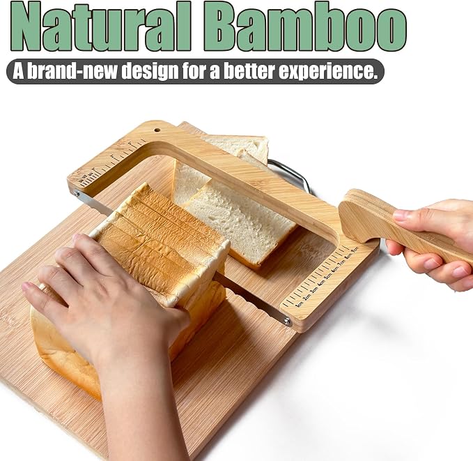 Tuiiopoli Bread Knife for Homemade Bread Sourdough, Left & Right Handed Bamboo Natural Bread Bow Knife Slicer Cutter for Baguettes Vegetables Fruits Sandwiches
