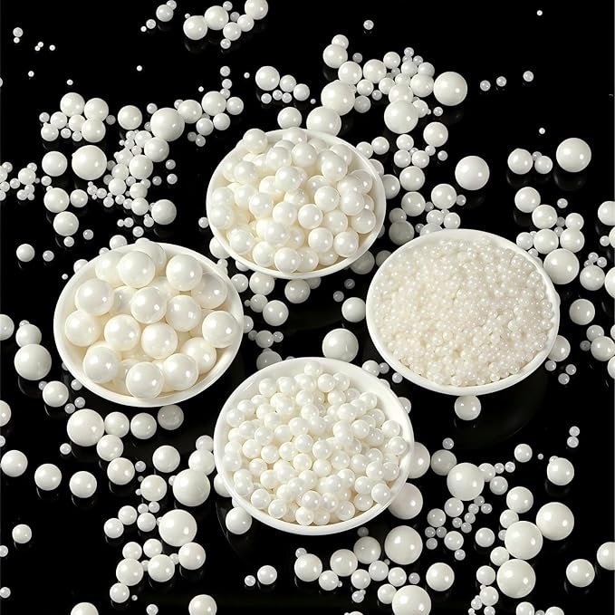 QuirkTech Pearl Sprinkles Mix-sized, 1.1Lb/500g White Edible Pearls for Cake Decorating, Ice Cream Topping Cupcake Toppers Cookie Wedding Shower Party