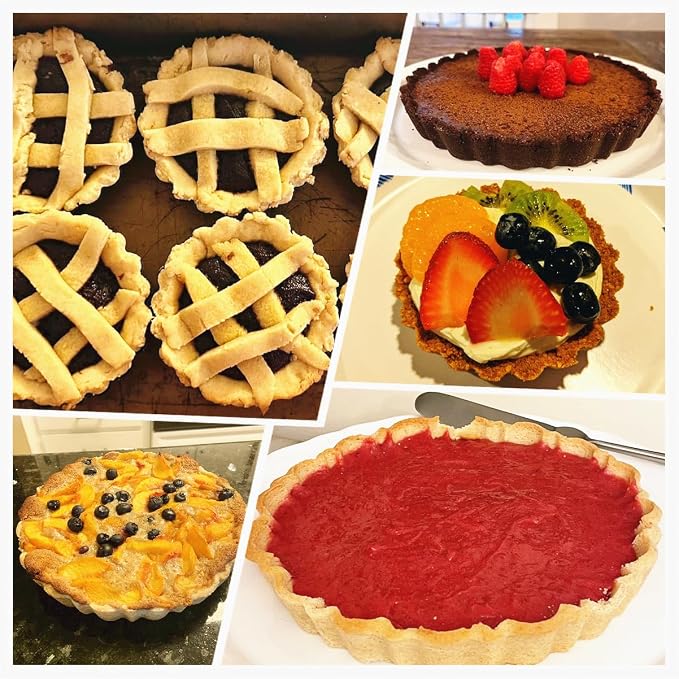 4Pcs Nonstick Mini Tart Pans 4.8 Inch Round Tart Pan Quiche Pan Heavy Duty Fluted Side Tart Molds for Pies, Mousse Cakes, Dessert Baking