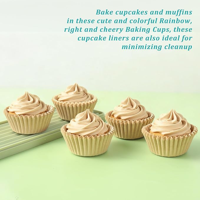 1000 Count Brown Paper cupcake Liners, Standard cupcake Liners for Baking, Natural, Food-grade Cupcake Wrapper, Greaseproof Parchment muffin Liners for Father‘s Day. (Brown, 1.4 Inch)