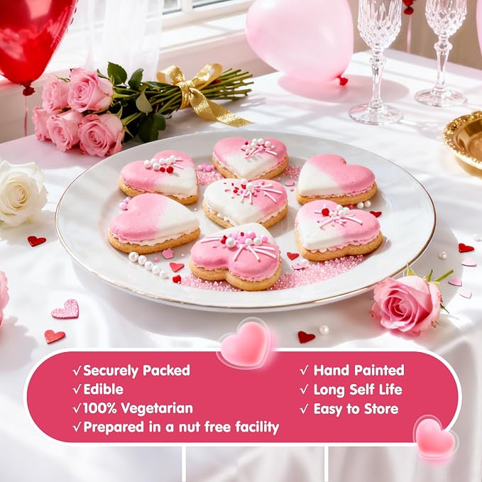 Edible Heart Sprinkles for Cake Decorating,6 Cell-6.7oz,Red Pink and White Sugar Pearls Jimmies Mix,Valentines Nonpareils Cake Decorations for Baking,Desserts,Cupcakes,Baking,Ice Cream,Cookies,Cupcake Topper,Birthday Wedding Birthday Party Decorations