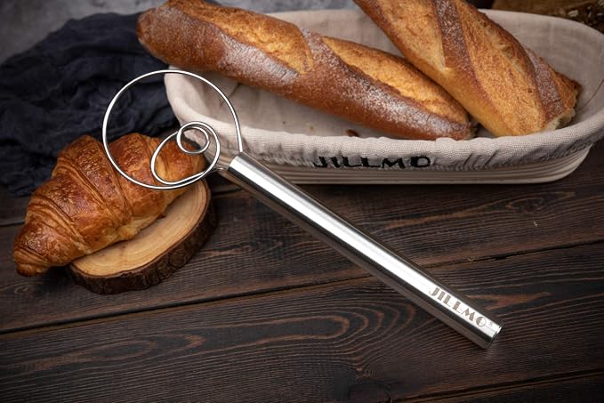 Jillmo Danish Dough Whisk, 12 inch Stainless Steel Bread Whisk, 2 Pack