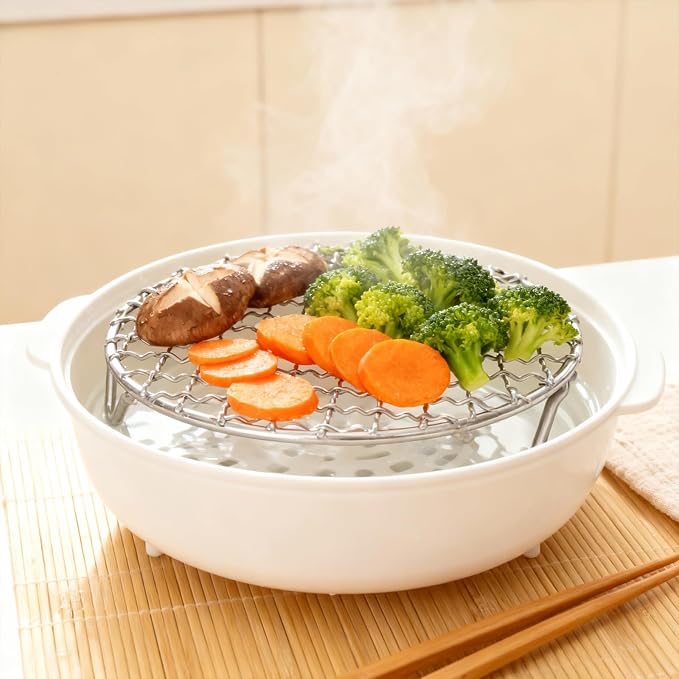 Cooling Rack 6 Inch Round Stainless Steel - Multi-Use Wire Rack for Cooking, Baking, Cookie Cooling, Steaming & BBQ - Sturdy 20mm Legs for Even Airflow, Durable Versatile Kitchen Tool for Home Bakers
