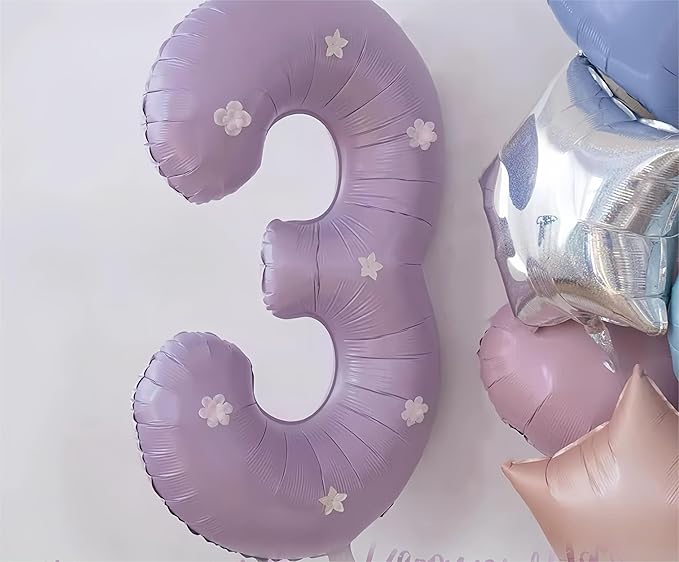 Lilac 2 Balloon, Number Balloons 40 Inch, 2nd Balloon Number Birthday Decorations, Lavender Second Two Birthday Party Supplies, Number 2 Balloon
