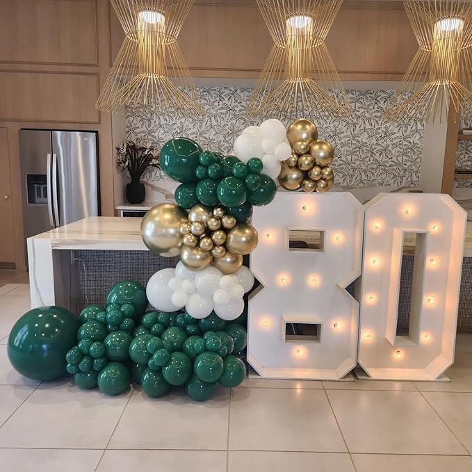 Green Balloon Arch Kit, 125Pcs Emerald Hunter Dark Green Latex Balloon Garland kit, 18 12 10 5 Inch Different Size Balloons for Anniversary Birthday Jungle Theme Christmas Party Decorations