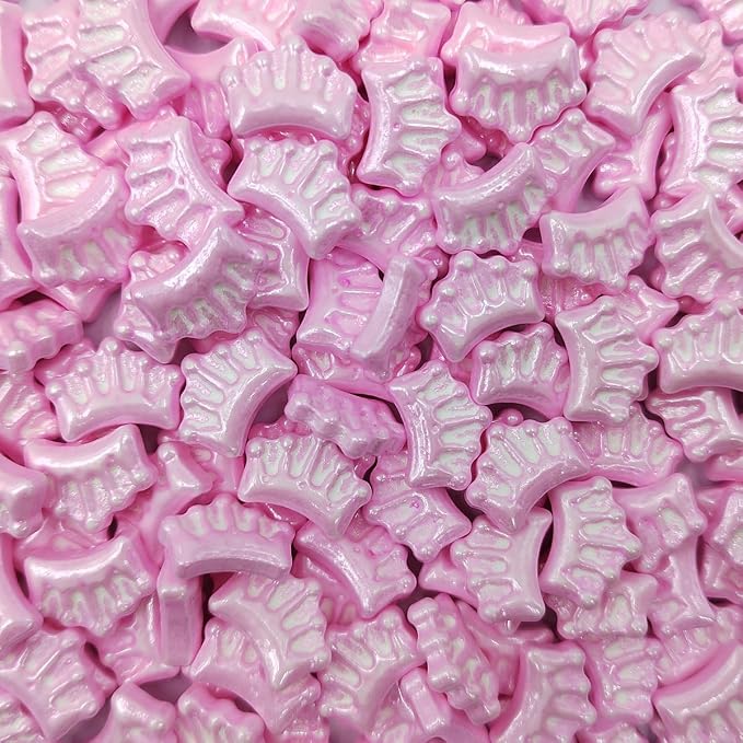 Pink Crown Sprinkles Edible Princess Crown Cake Decorations Cupcake Toppers Baking Cookie Decorating Ice Cream Toppings Celebration Birthday Wedding Decoration