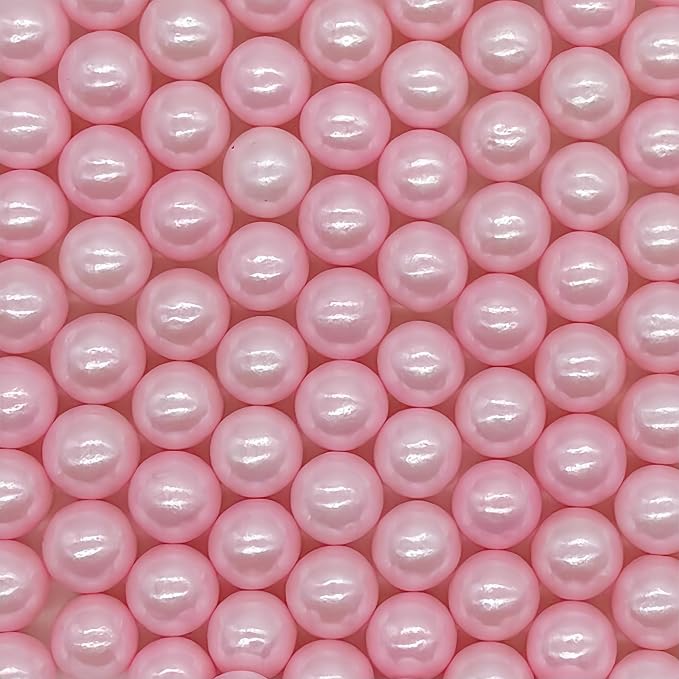 10mm Edible Pink Pearl Sugar Sprinkles Candy Mini Pearls Cake Decorations Cupcake Toppers Cookie Decorating Perfect for Wedding Party Valentine Halloween Christmas Supplies 3OZ